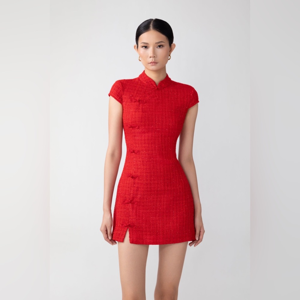 SAU LEE NATASHA TWEED MINI DRESS IN RED, brand new, never worn, no flaws. - Picture 7 of 16